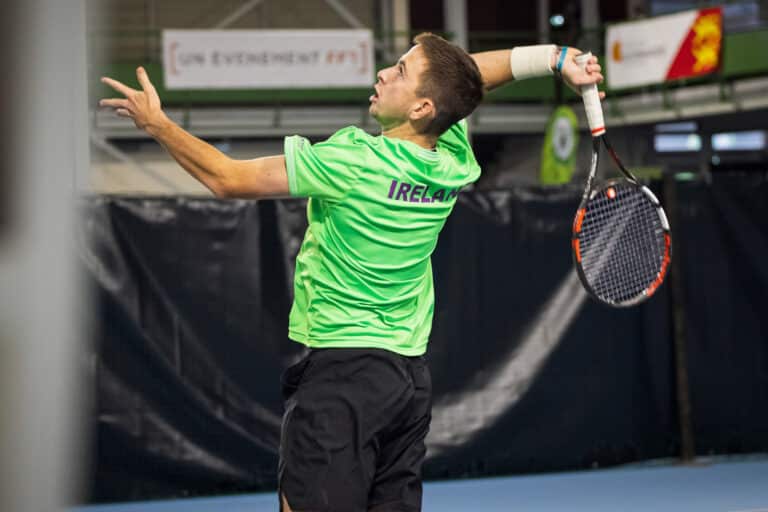 BNP Paribas Master'U 2022 Male Tennis Player Serving Close View