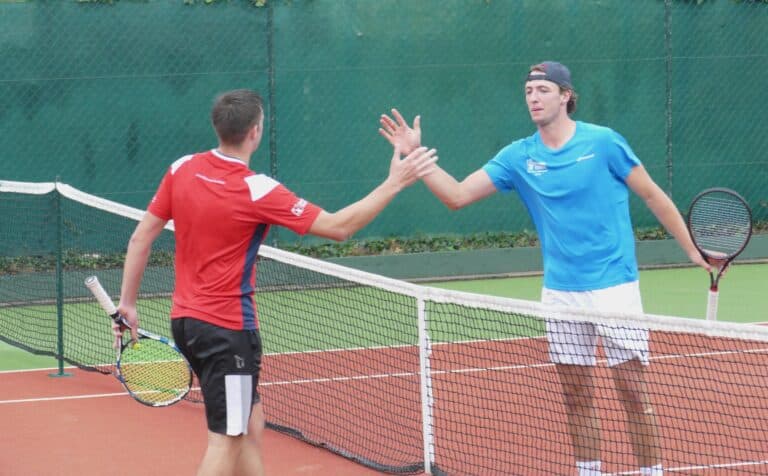 Tennis players shaking hands